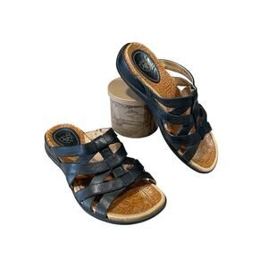 Ariat Women's Size 7.5 B -Slide Sandals Leather W/Floral-Embossed Footbeds